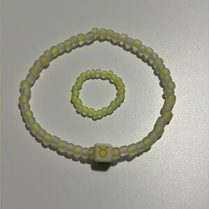 Taurus Yellow Bracelet and Ring Set, Stretchy